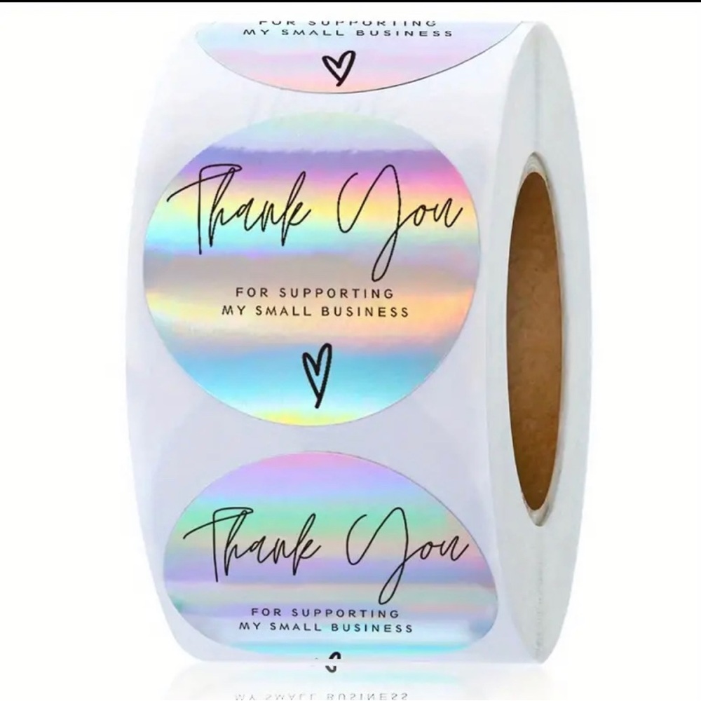 50 pcs Rainbow Laser Thank You for Buying Decorative Self-Adhesive Stickers